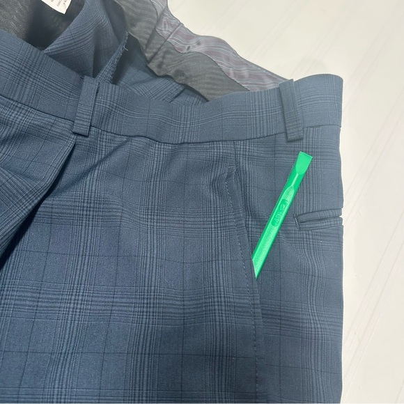 Sean John Fine Tailored Blue Plaid Cuffed Business Wear Trousers size 40Wx30L - Picture 7 of 12